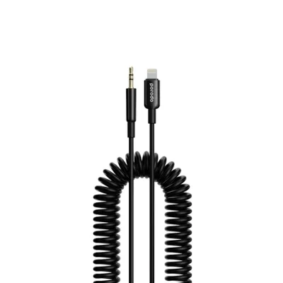 Кабель Porodo Lightning to AUX Coil  Cable 1.2M черный
