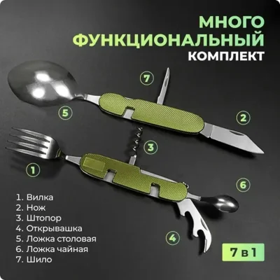 Туристический складной набор столовых приборов — миниатюра 2
