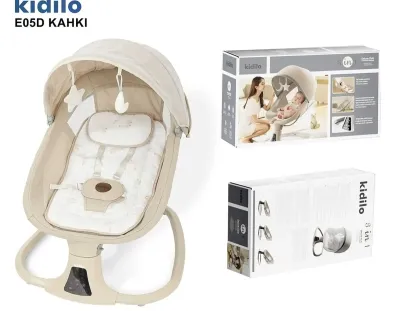 Шезлонг-качалка Kidilo 3 в 1, с автоматическим укачиванием и москитной сет
