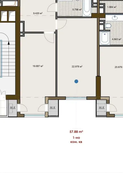 1-комн. квартира, 13 этаж, 58 м², Шохмансур