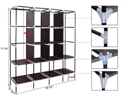 Складной шкаф Каркасный Тканевый Storage Wardrobe для одежды, бордовый — миниатюра 4