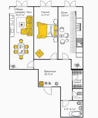 2-комн. квартира, 5 этаж, 100 м², Шохмансур