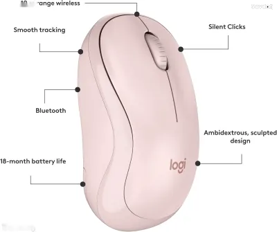 Беспроводная мышь Logitech M240 Silent Bluetooth Mouse Rose