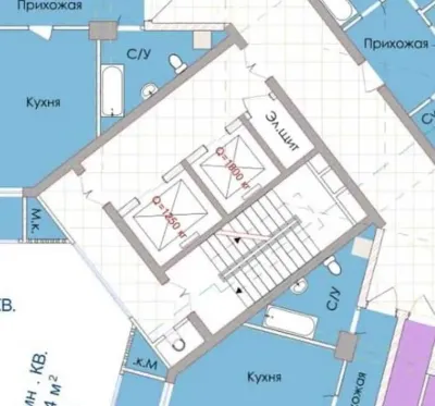 1-комн. квартира, 15 этаж, 64 м², Повороти айрапорт, 3 база