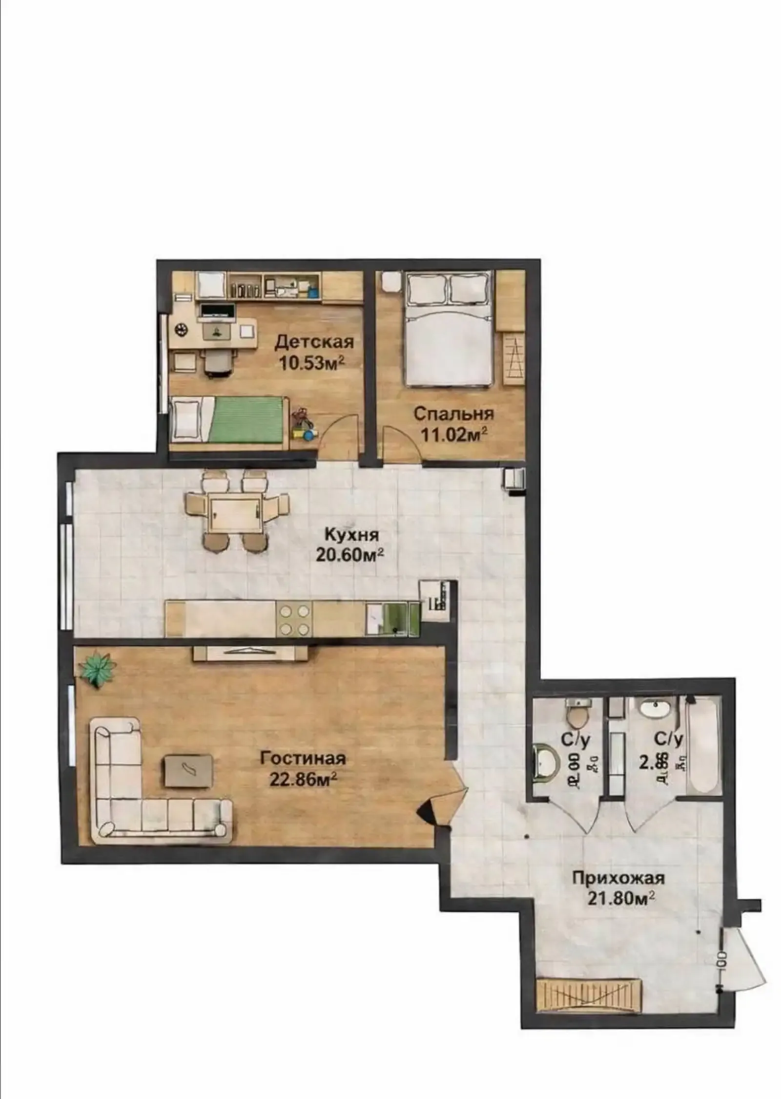 2-комн. квартира, 15 этаж, 99 м², Славянский, Себистон