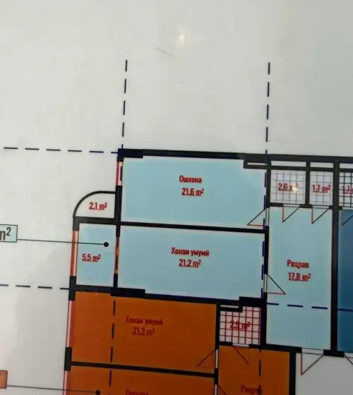 1-комн. квартира, 12 этаж, 70 м², Шохмансур