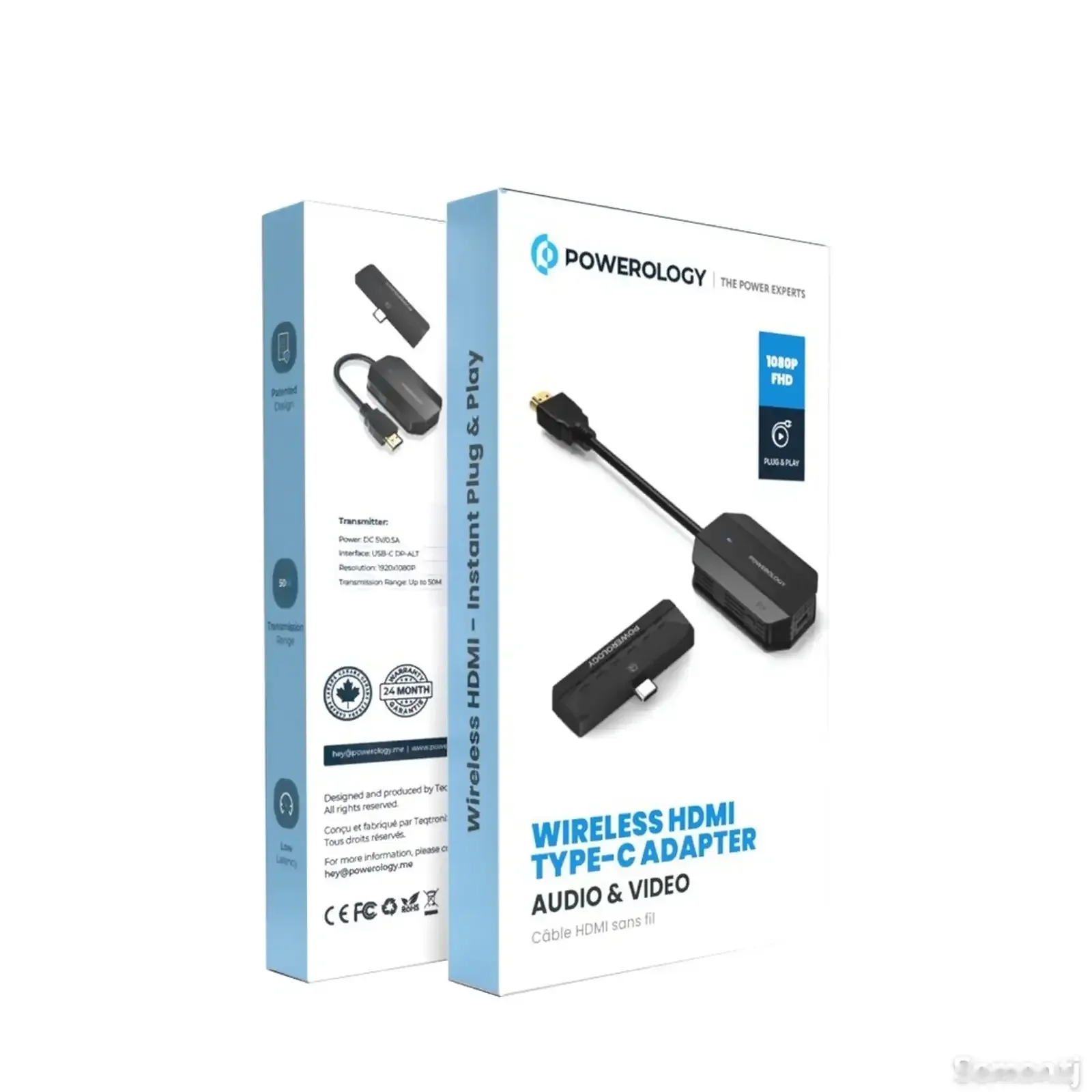 Беспроводной HDMI-адаптер Powerology PHDMACBK для зеркалирования экрана с разъем