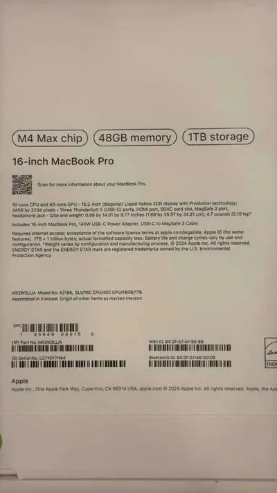 Ноутбук apple macbook pro m4 max 48gb