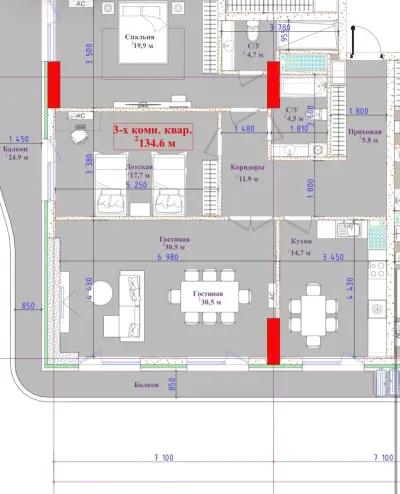3-комн. квартира, 10 этаж, 134 м², Оперка, ЖК «Симфония»