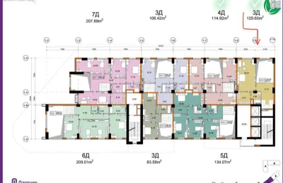 4-комн. квартира, 3 этаж, 155 м², Исмоили сомони