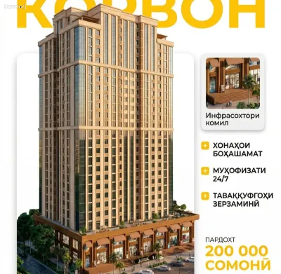 1-комн. квартира, 7 этаж, 73 м², Корвон