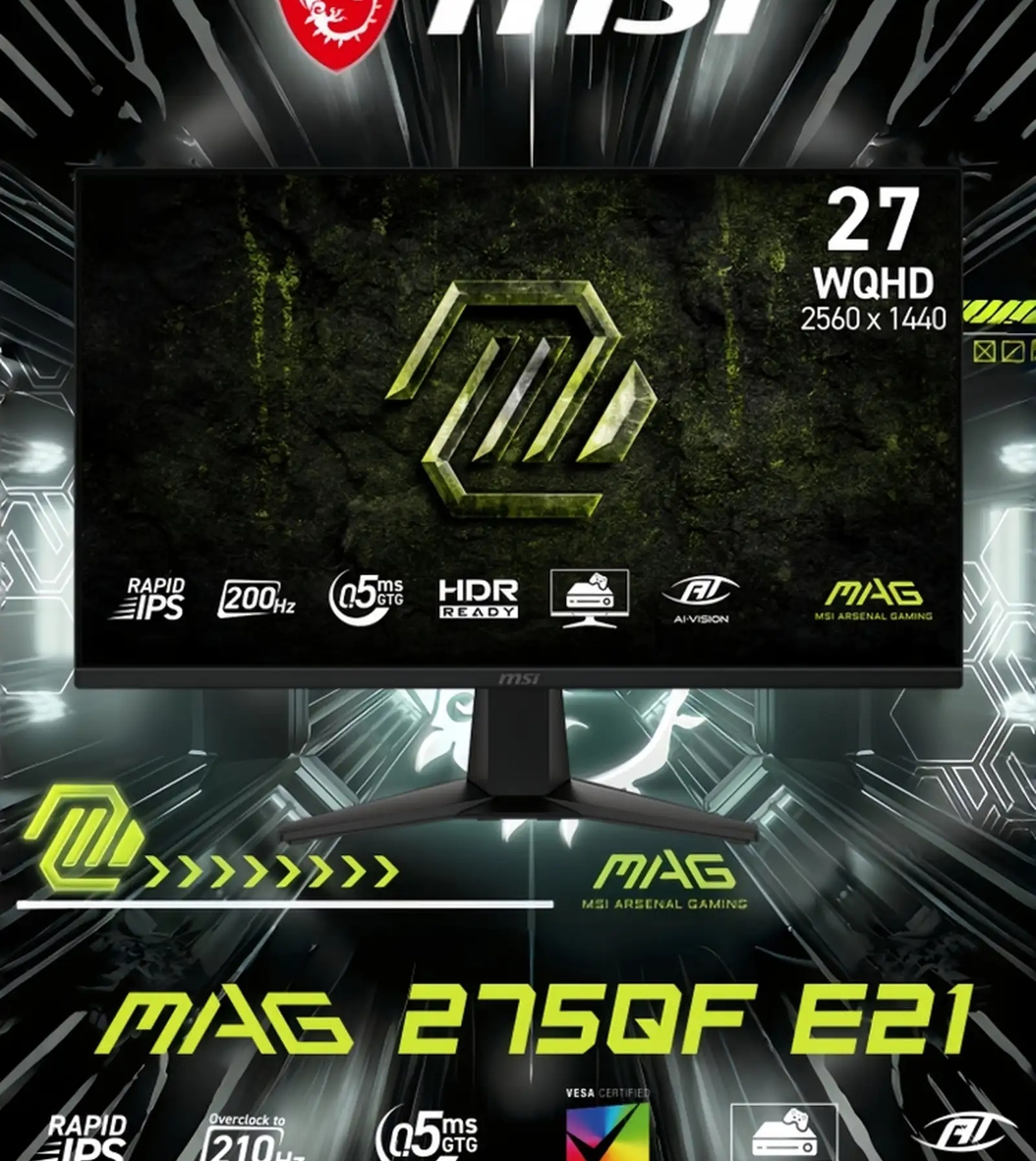 Монитор 27 msi mag275qf E21 2К 210 гц