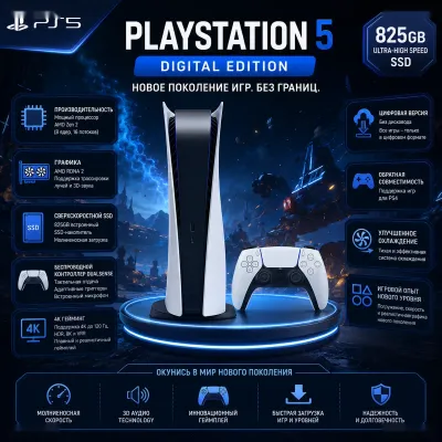 Игровая приставка Sony PlayStation 5 Digital Edition 825ГБ SSD White