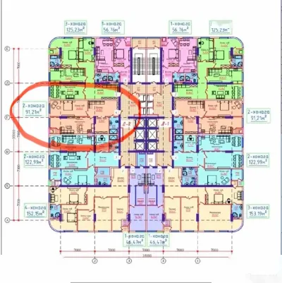 2-комн. квартира, 10 этаж, 92 м², Сино