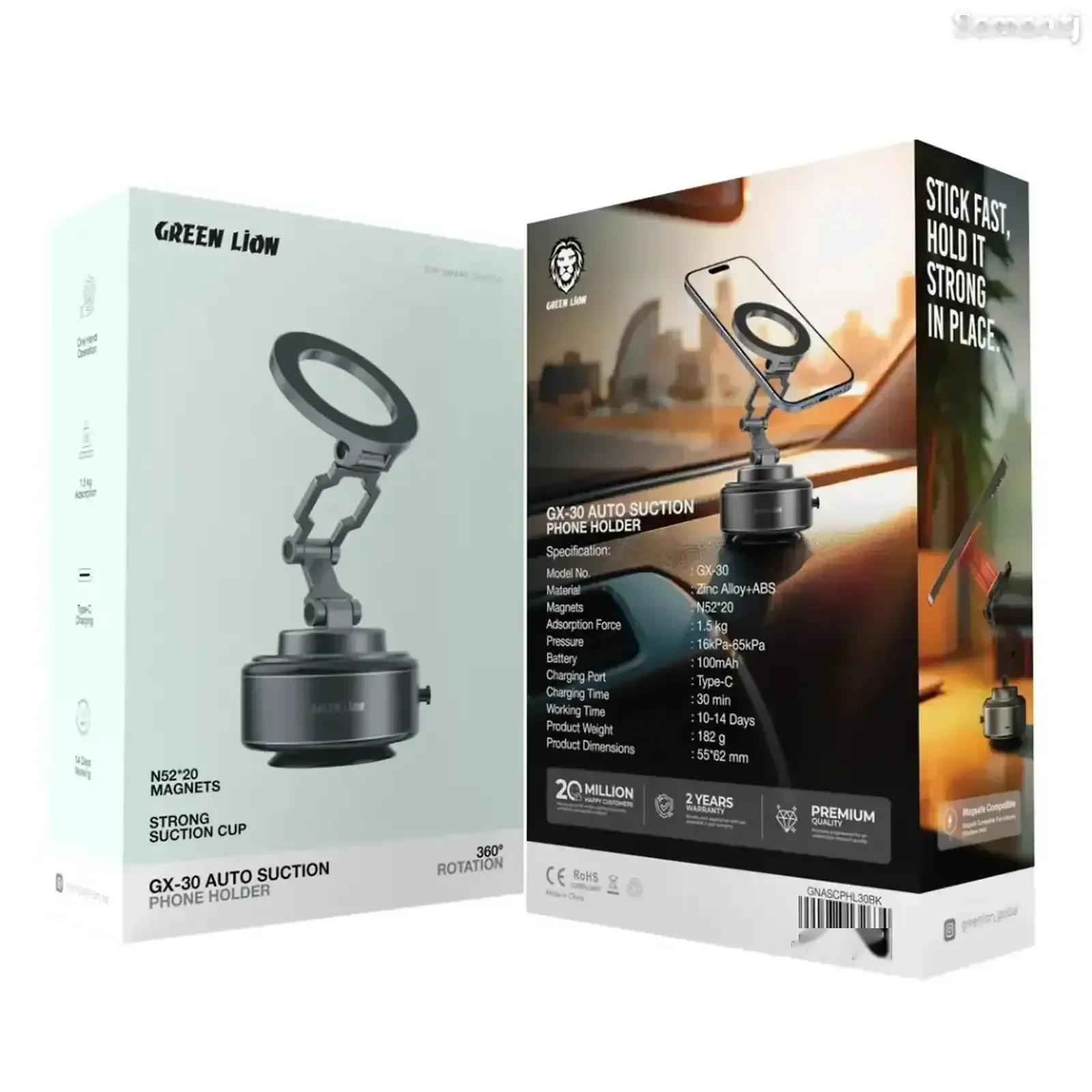 Автомобильный держатель Green Lion GX-30 Auto Suction Phone Holder черный