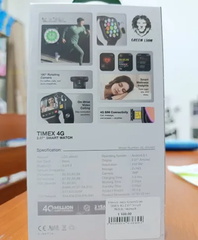 Умные часы Green Lion TIMEX 4G 2 07 Smart Watch черный