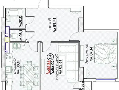2-комн. квартира, 13 этаж, 65 м², И Сомони