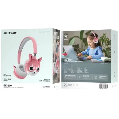 Детские беспроводные наушники Green Lion GK-600 Kids Wireless Headphone, розовый