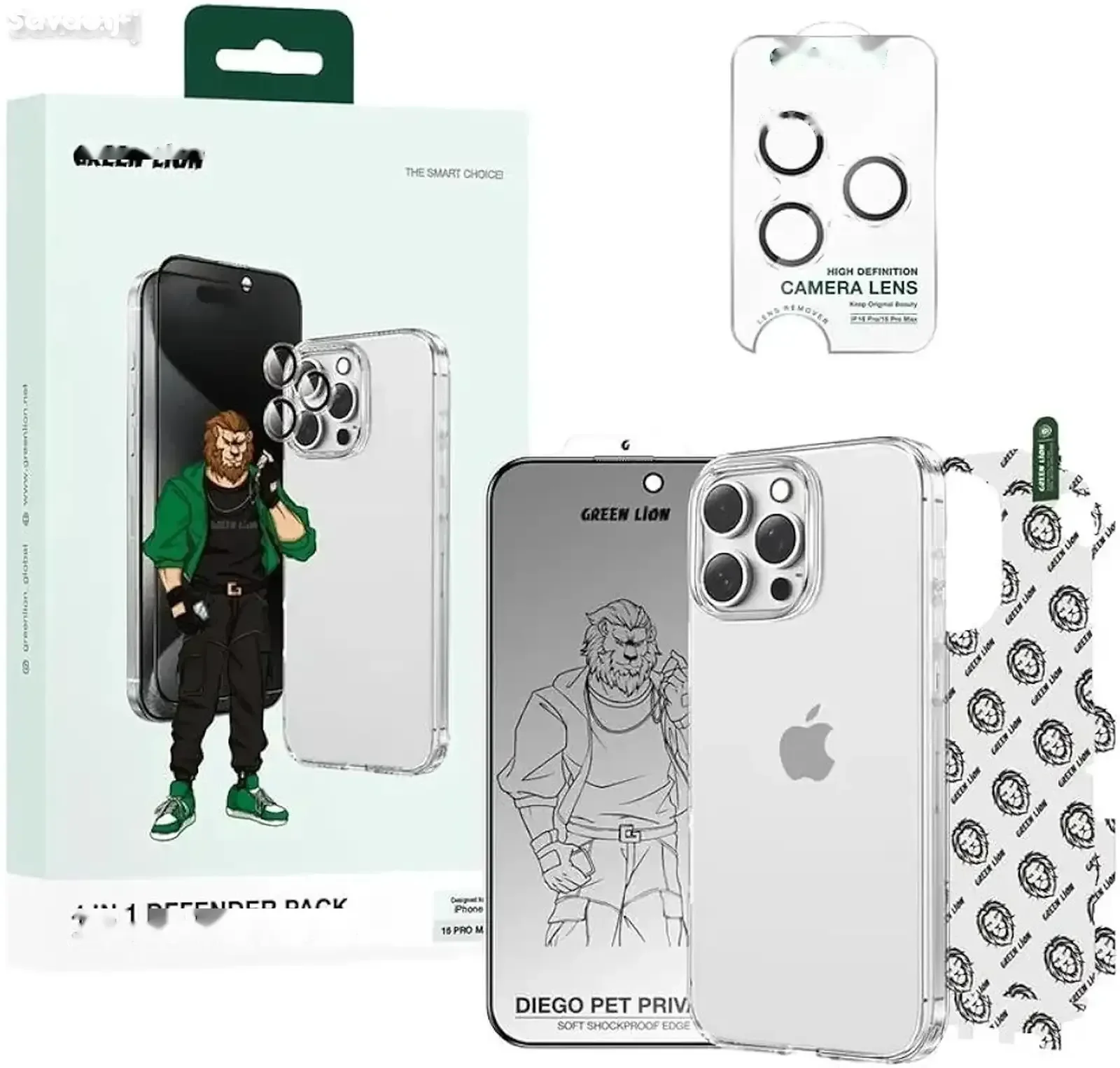 Защита Green Lion 4 In 1 Defender Pack iPhone 16 Pro Max -Clear
