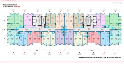 1-комн. квартира, 22 этаж, 69 м², Корвон