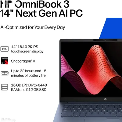 Ноутбук HP OmniBook 3 14-hz0015dx, 14 Snapdragon X 16ГБ 512ГБ SSD 2K Touch Win11