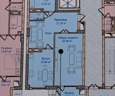 2-комн. квартира, 9 этаж, 80 м², шохмансур