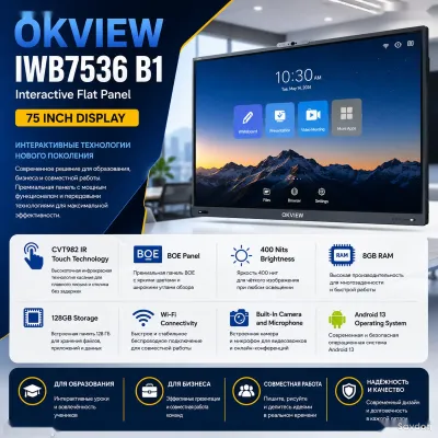 Интерактивная панель OKVIEW IWB7536 B1 75, 4K Android 13
