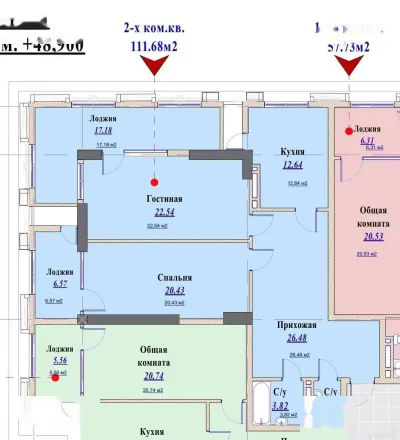 2-комн. квартира, 15 этаж, 111 м², Шохмансур