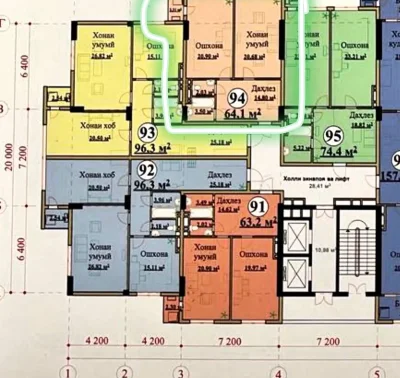 1-комн. квартира, 9 этаж, 64 м², Исмоили Сомони