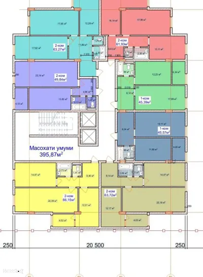 2-комн. квартира, 12 этаж, 61 м², Фирдавси