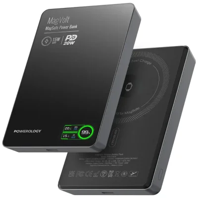 Повербанк Powerology MagVolt 10000mAh Magnetic Power Bank, черный