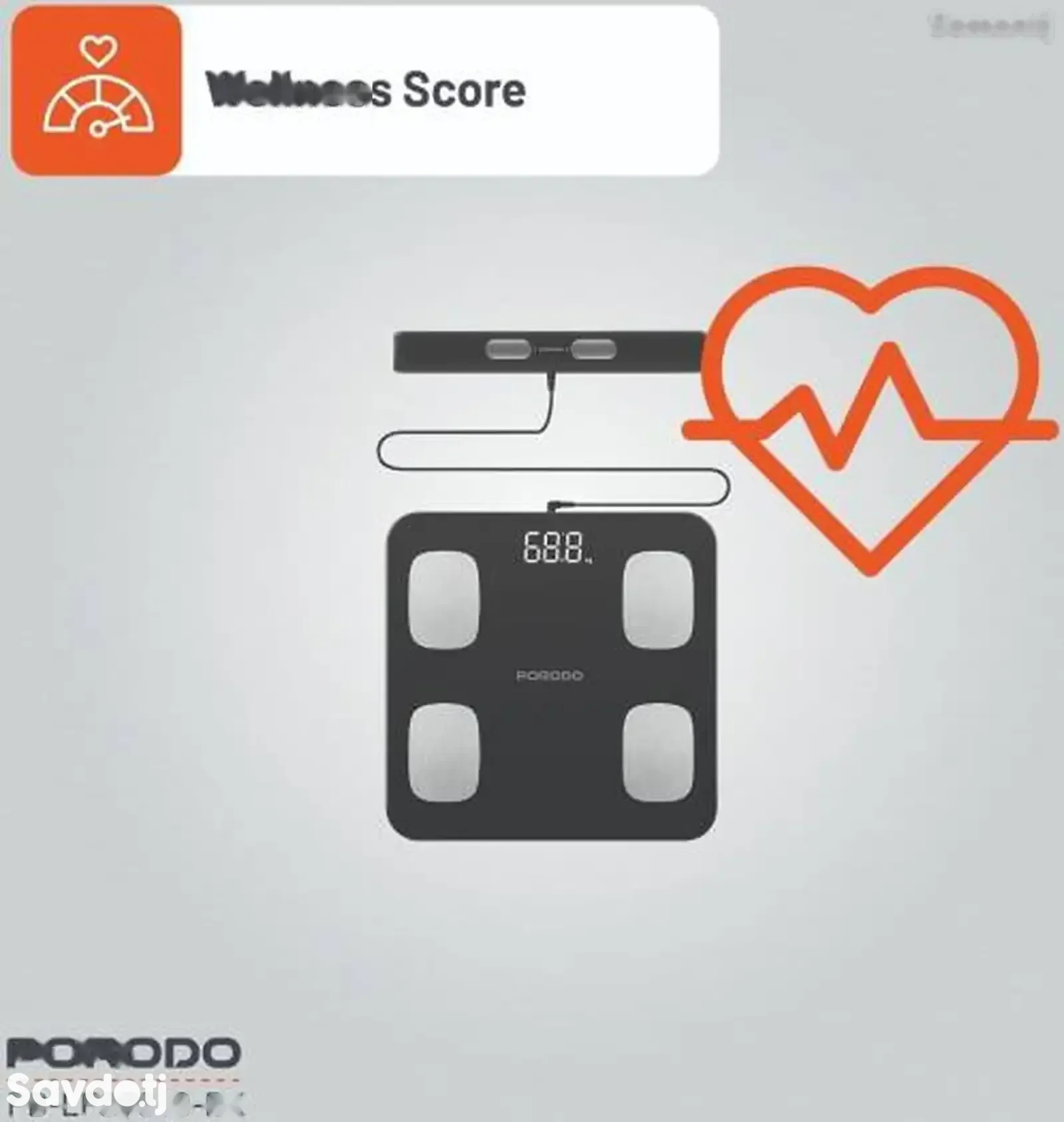 Умные весы Porodo Lifestyle 8-Electrode Smart Body Analyzer Scale Composition wi