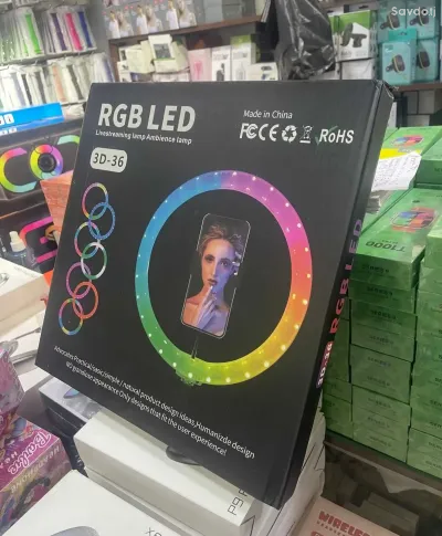 Кольцевая RGB LED лампа Ring Light 3D-36