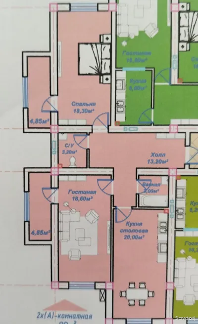 3-комн. квартира, 7 этаж, 89 м², Регар