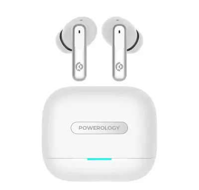 Беспроводные наушники Powerology 6 Mic Hybrid ANC + ENC True Wireless Buds белые