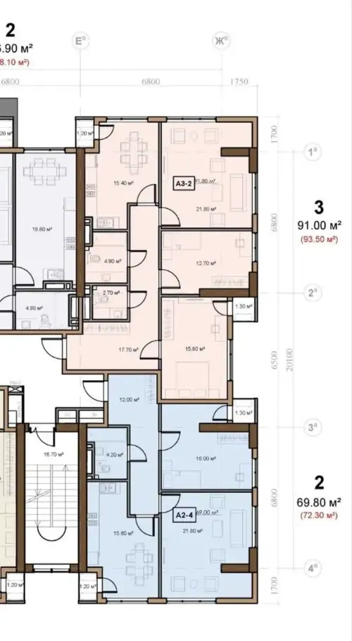 3-комн. квартира, 14 этаж, 91 м², Шохмансур