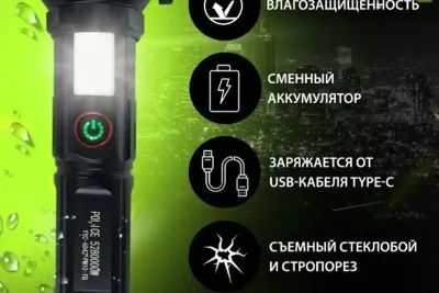 Многофункциональный светодиодный фонарик с USB-зарядкой