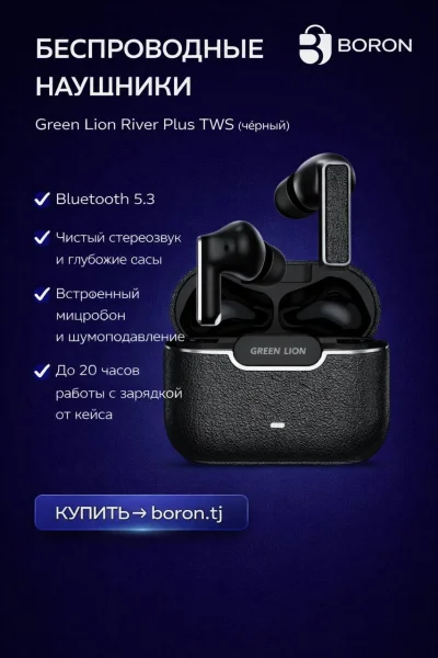Green Lion River Plus True Wireless Earbuds, черный