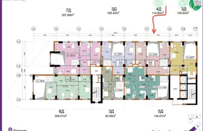 4-комн. квартира, 3 этаж, 136 м², Исмоили сомони