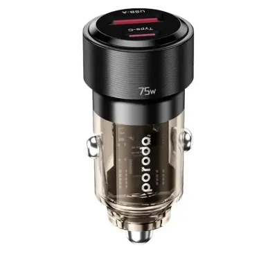 Автомобильное зарядное устройство Porodo 75W Transparent Dual Port Car Charger P