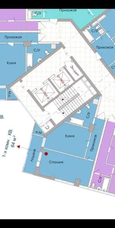 1-комн. квартира, 15 этаж, 64 м², Шохмансур