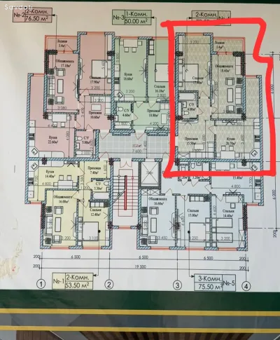 2-комн. квартира, 3 этаж, 80 м², 2мкр