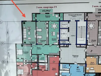 3-комн. квартира, 8 этаж, 155 м², Пединститут, Улица Гани Абдулло, Мечеть Сари О — миниатюра 2