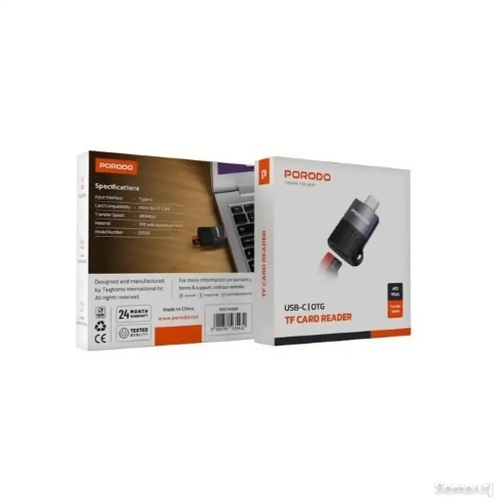 Переходник Porodo USB-C OTG TF Card Reader