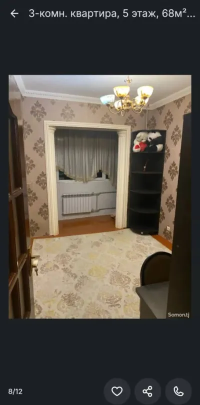 3-комн. квартира, 5 этаж, 68м², Сино 102 доми бахористон