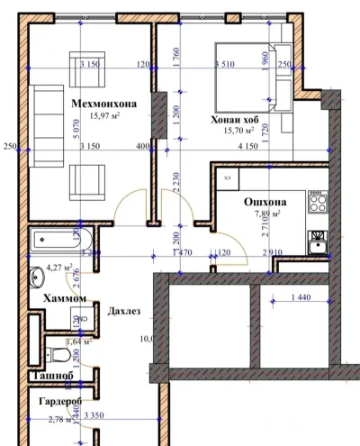 2-комн. квартира, 7 этаж, 65 м², Фирдавсӣ