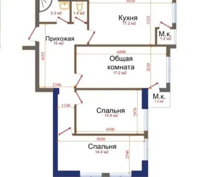 3-комн. квартира, 16 этаж, 88 м², Исмоили Сомони
