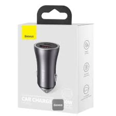Автомобильное зарядное устройство Baseus Golden Contactor Max Dual Fast Charger Car Charger U+C 60W Dark Gray