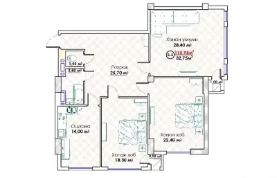 3-комн. квартира, 14 этаж, 116 м², Сомони