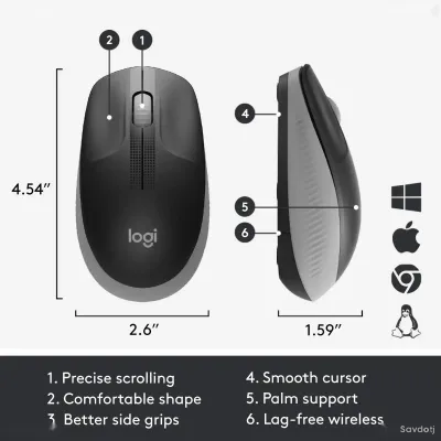 Беспроводная мышь Logitech M190 Wireless Mouse 1000 DPI Gray